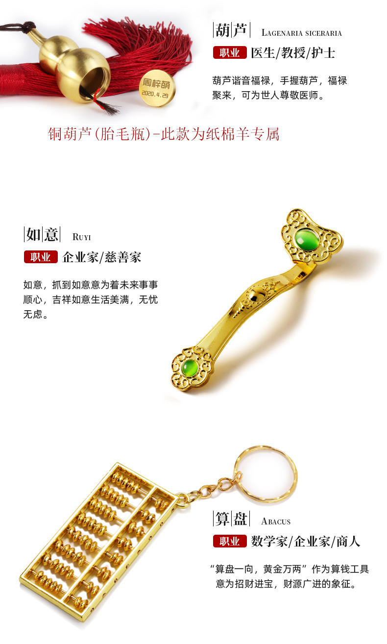 Baby Zhuazhou Drawing of Lots Three-Character Sutra Ingot Five Emperors Copper Coins Rattle Drum Abacus Writing Brush Official Seal Birthday Banners Baby Zhuazhou Drawing of Lots Three-Character Sutra Ingot Five Emperors Copper Coins Rattle Drum Abacus Writing Brush Official Seal Birthday Banners