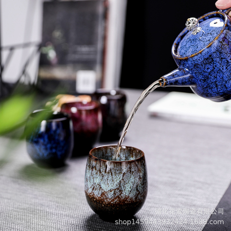 Tea Set Kiln Baked Tianmu Rabbit Hair Writing Brush Glaze Jianzhan Ceramic Single Cup Teacup Tea Cup Master Cup Tea Bowl
