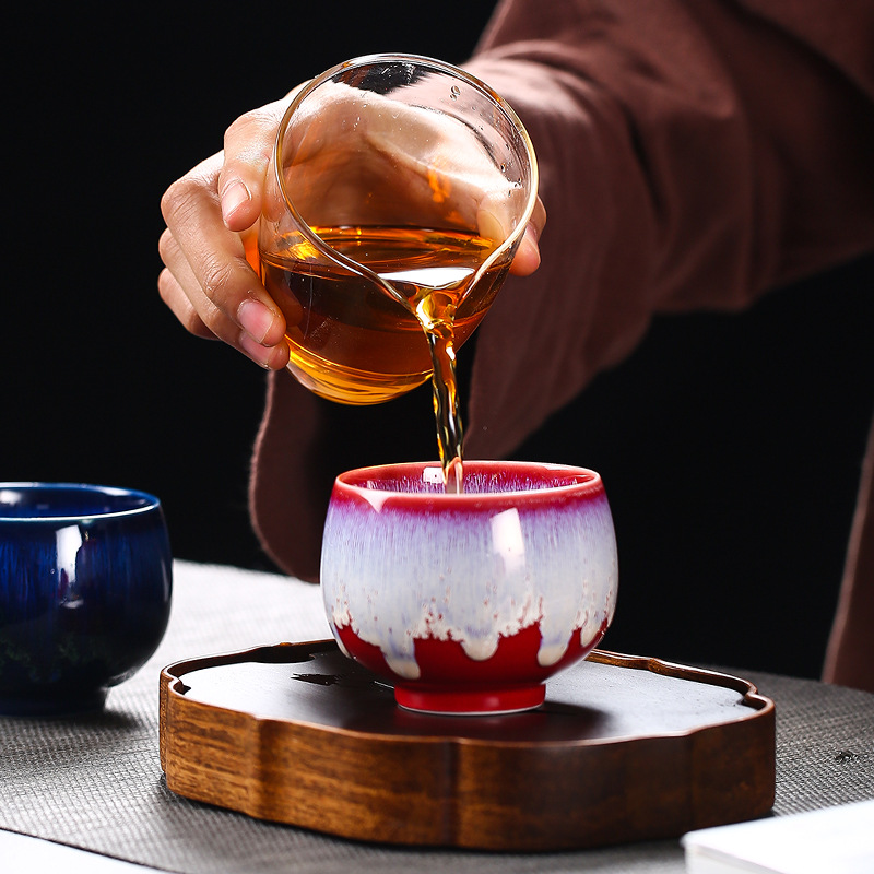 Writing Brush Jianzhan Tea Cup Master Cup Large Ceramic Kung Fu Tea Cup Single Kiln Baked Temmoku Glaze Tea Set Tea Cup