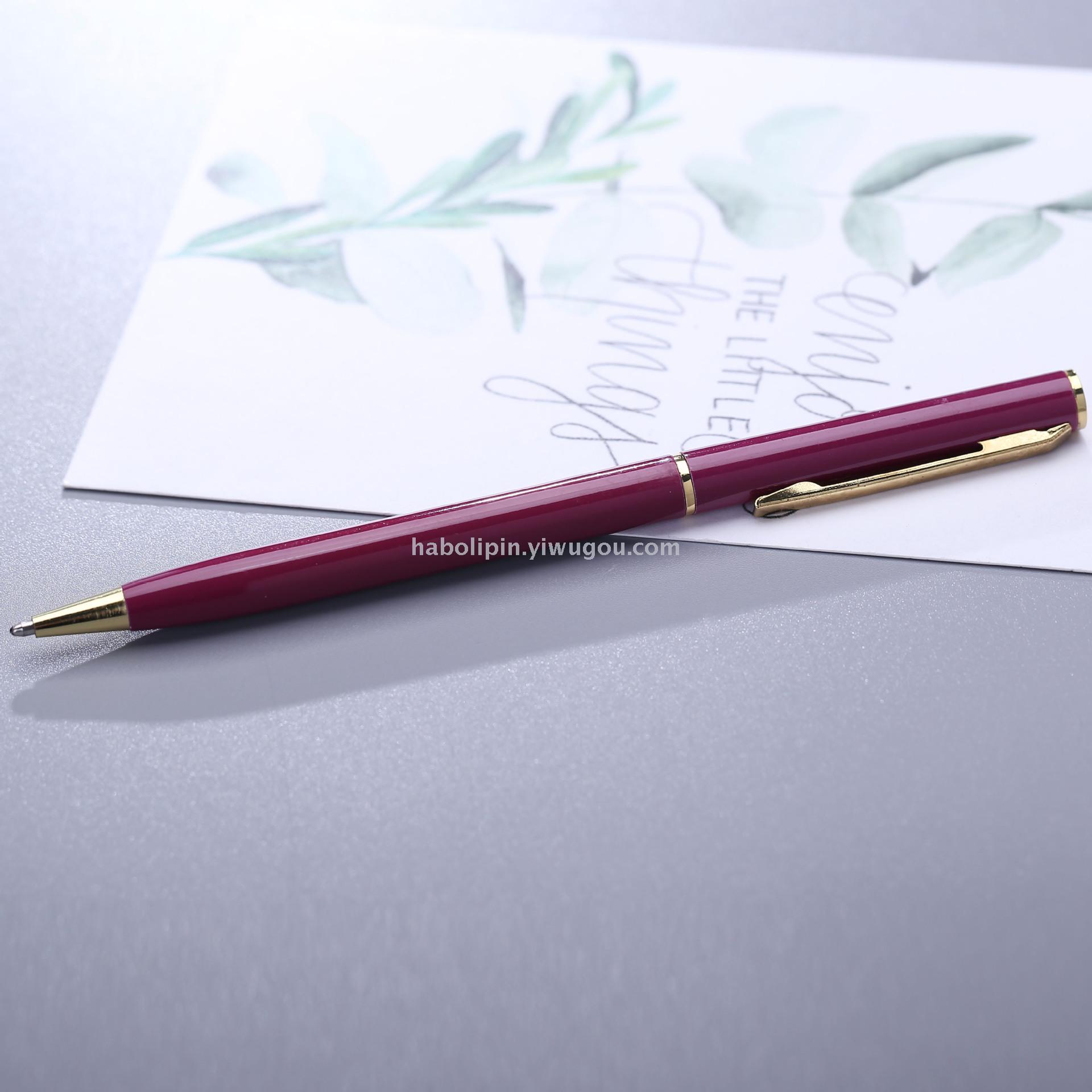 Factory Direct Sales Advertising Promotion Gift Pen Solid Color Creative Metal Ball Point Pen Business Office Signature Pen Customization