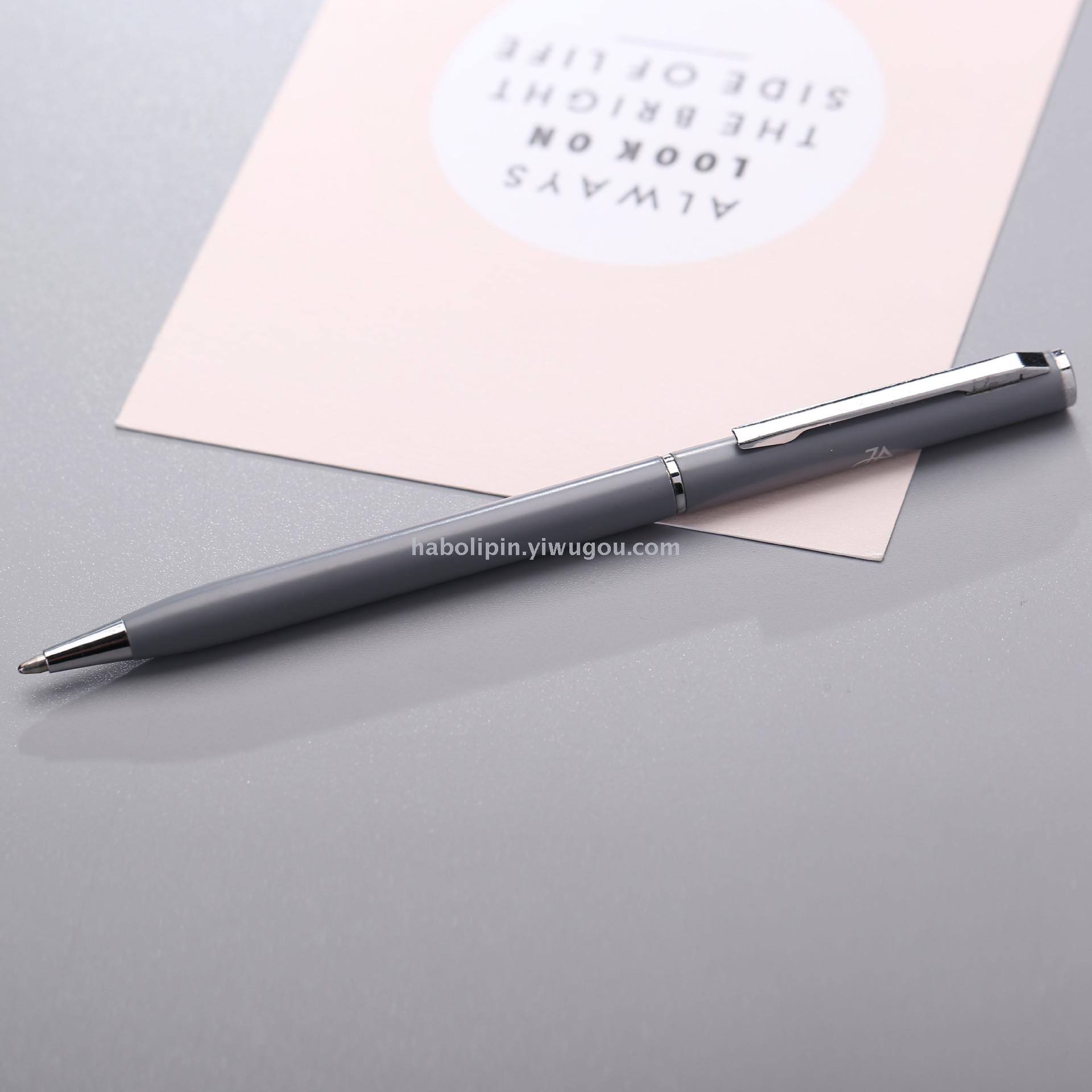 Factory Direct Sales Advertising Promotion Gift Pen Solid Color Creative Metal Ball Point Pen Business Office Signature Pen Customization