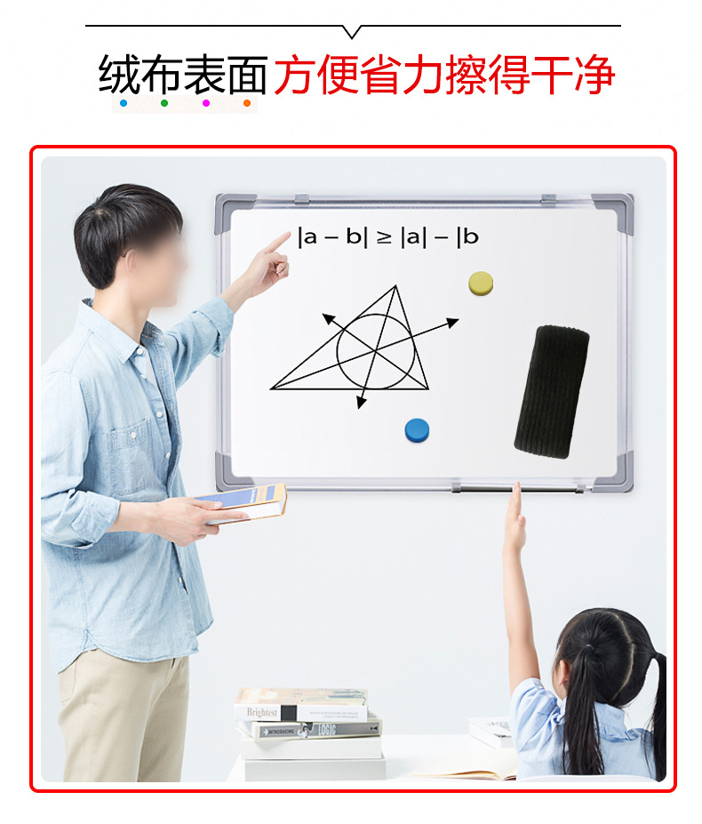 Defu Defu Whiteboard Brush Factory Direct Sales Flannel Eraser Large Plastic Magnetic Chalk Eraser Magnetic Blackboard Eraser