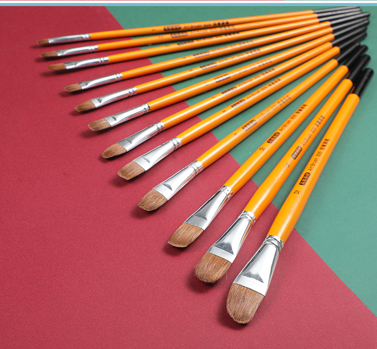Yellow Pole Watercolor Pen Set Art Supplies Oil Painting Brush Set Wooden Weasel's Hair Water Chalk Factory Customized Wholesale Yellow Pole Watercolor Pen Set Art Supplies Oil Painting Brush Set Wooden Weasel's Hair Water Chalk Factory Customized Wholesale