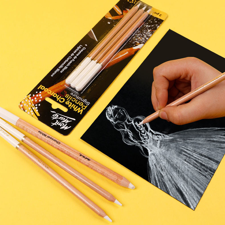 Mengmate Highlight Sketch White Chalk Special Glossy White Pen White Charcoal Pencil Charcoal Pen Carbon Painting White Lead Brush