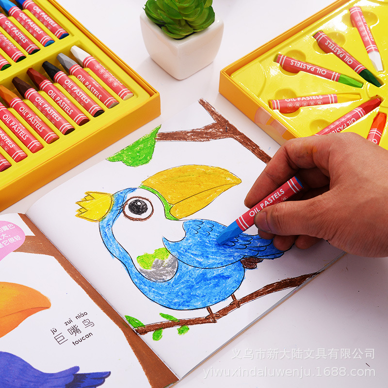 Painted Er You round Brush Pot-12 Color Super Smooth Crayon Drawing Pen Laminated Color Children Soft Chalk Support Customization