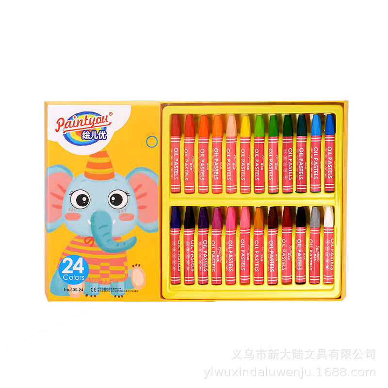 Painted Er You round Brush Pot-12 Color Super Smooth Crayon Drawing Pen Laminated Color Children Soft Chalk Support Customization
