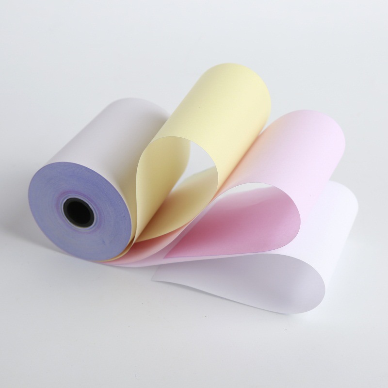 Manufacturer Carbon-Free Thermal Paper Roll One Two Three Layers White Red Yellow Needle Printing Paper Carbon-Free Thermal Paper Roll 75*60