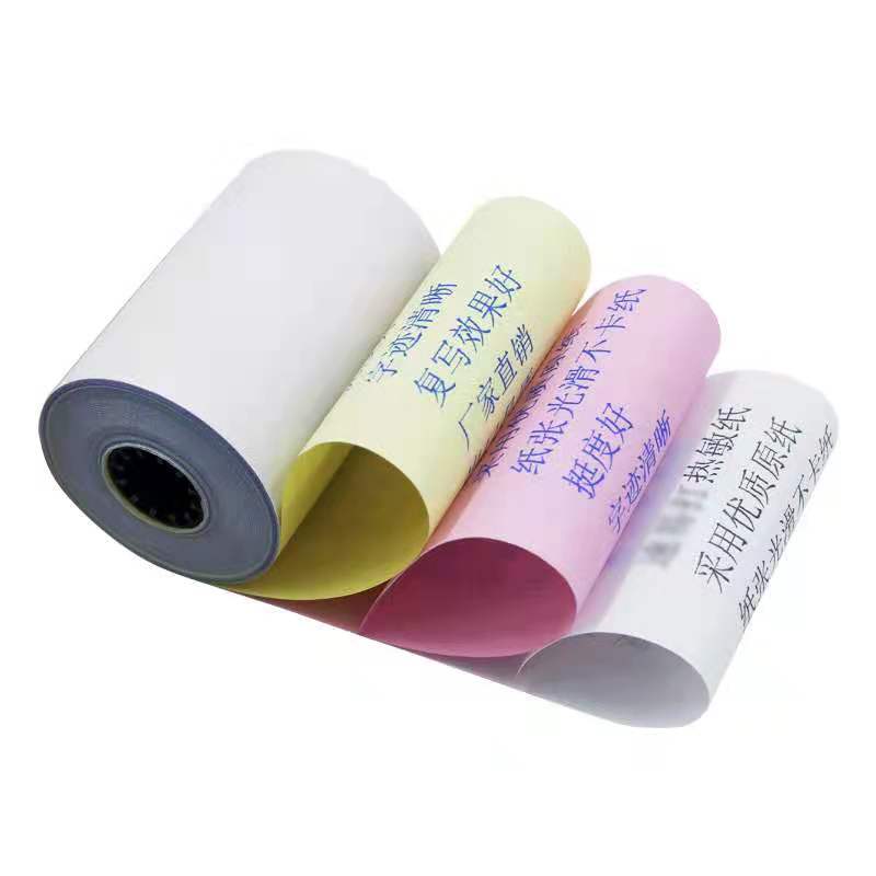 Manufacturer Carbon-Free Thermal Paper Roll One Two Three Layers White Red Yellow Needle Printing Paper Carbon-Free Thermal Paper Roll 75*60