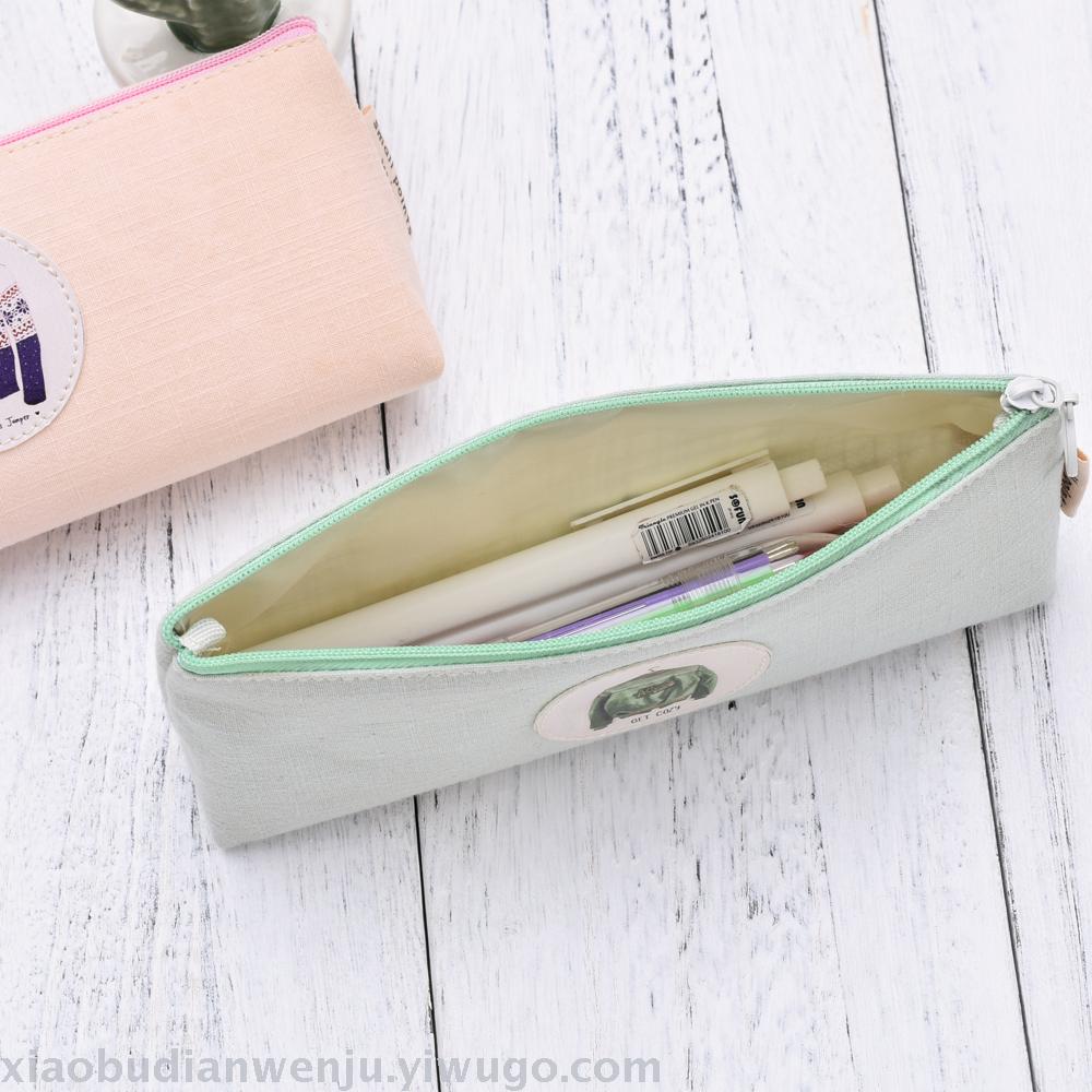 Canvas high appearance level female high school students simple pen bag lovely stationery junior high school students Korean version retro style literary stationery