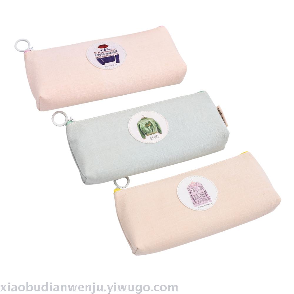 Canvas high appearance level female high school students simple pen bag lovely stationery junior high school students Korean version retro style literary stationery