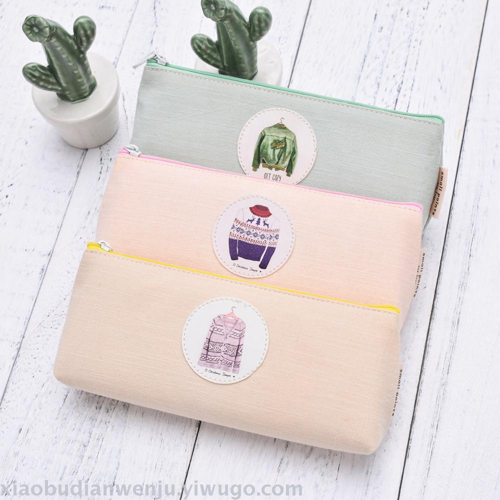 Canvas high appearance level female high school students simple pen bag lovely stationery junior high school students Korean version retro style literary stationery
