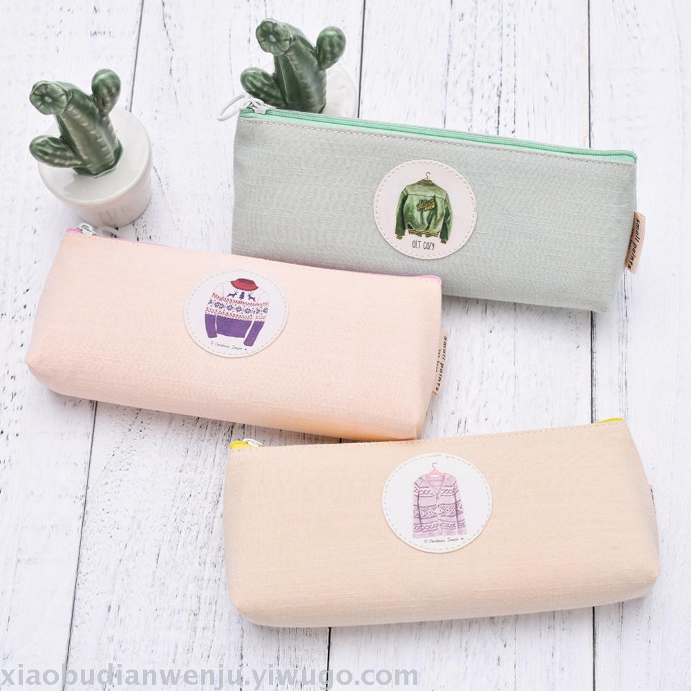 Canvas high appearance level female high school students simple pen bag lovely stationery junior high school students Korean version retro style literary stationery