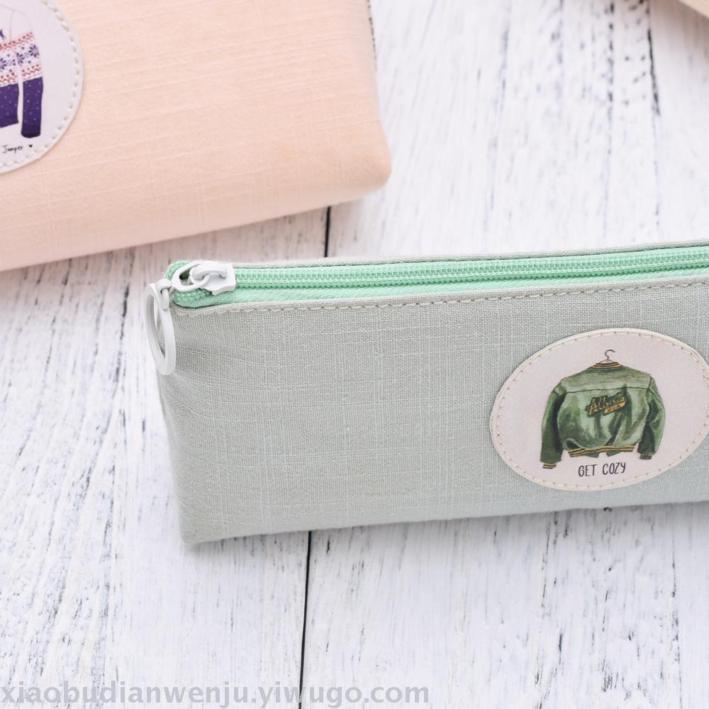 Canvas high appearance level female high school students simple pen bag lovely stationery junior high school students Korean version retro style literary stationery