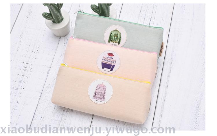 Canvas high appearance level female high school students simple pen bag lovely stationery junior high school students Korean version retro style literary stationery