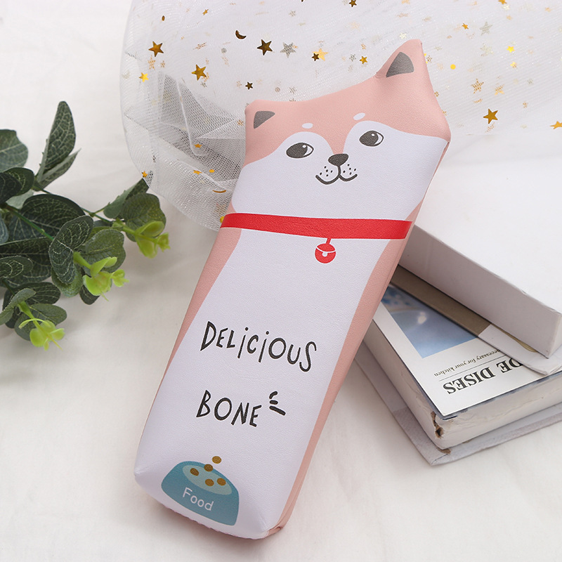 Korean edition PU cartoon high-capacity pen bag creative cat and dog style students small fresh stationery make up small change collection bag Korean edition PU cartoon high-capacity pen bag creative cat and dog style students small fresh stationery make up small change collection bag