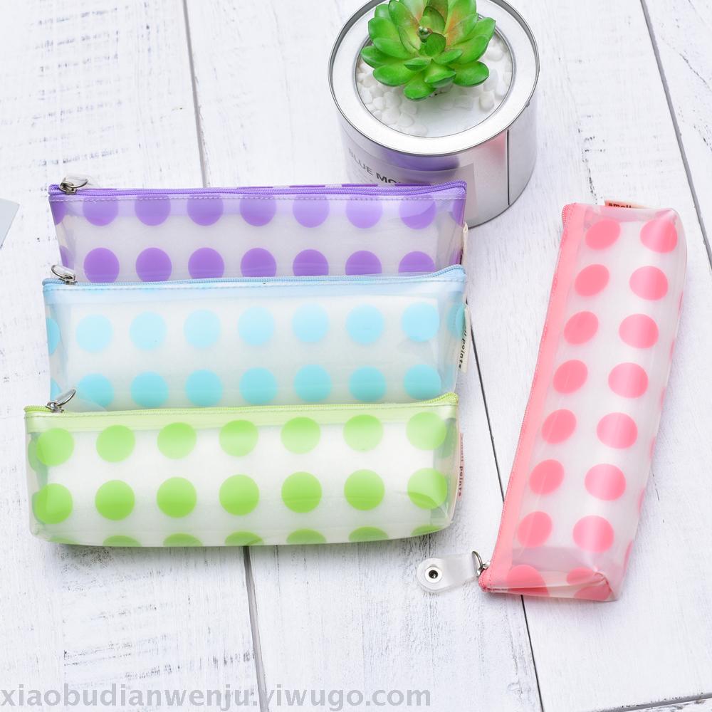 Creative and simple primary and secondary school students wave point girls PVC pen bag boys and girls cute little fresh Korean stationery wholesale