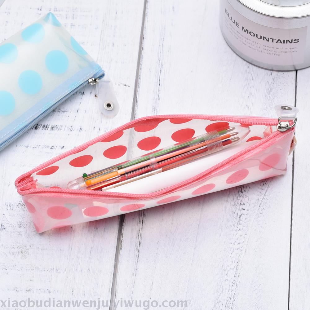 Creative and simple primary and secondary school students wave point girls PVC pen bag boys and girls cute little fresh Korean stationery wholesale
