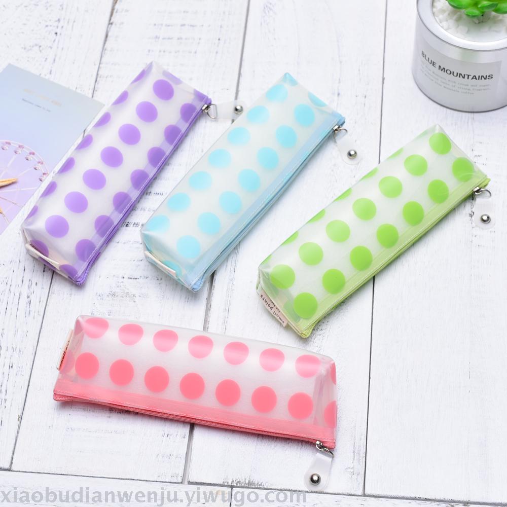 Creative and simple primary and secondary school students wave point girls PVC pen bag boys and girls cute little fresh Korean stationery wholesale
