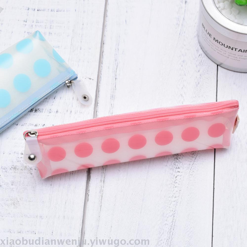 Creative and simple primary and secondary school students wave point girls PVC pen bag boys and girls cute little fresh Korean stationery wholesale