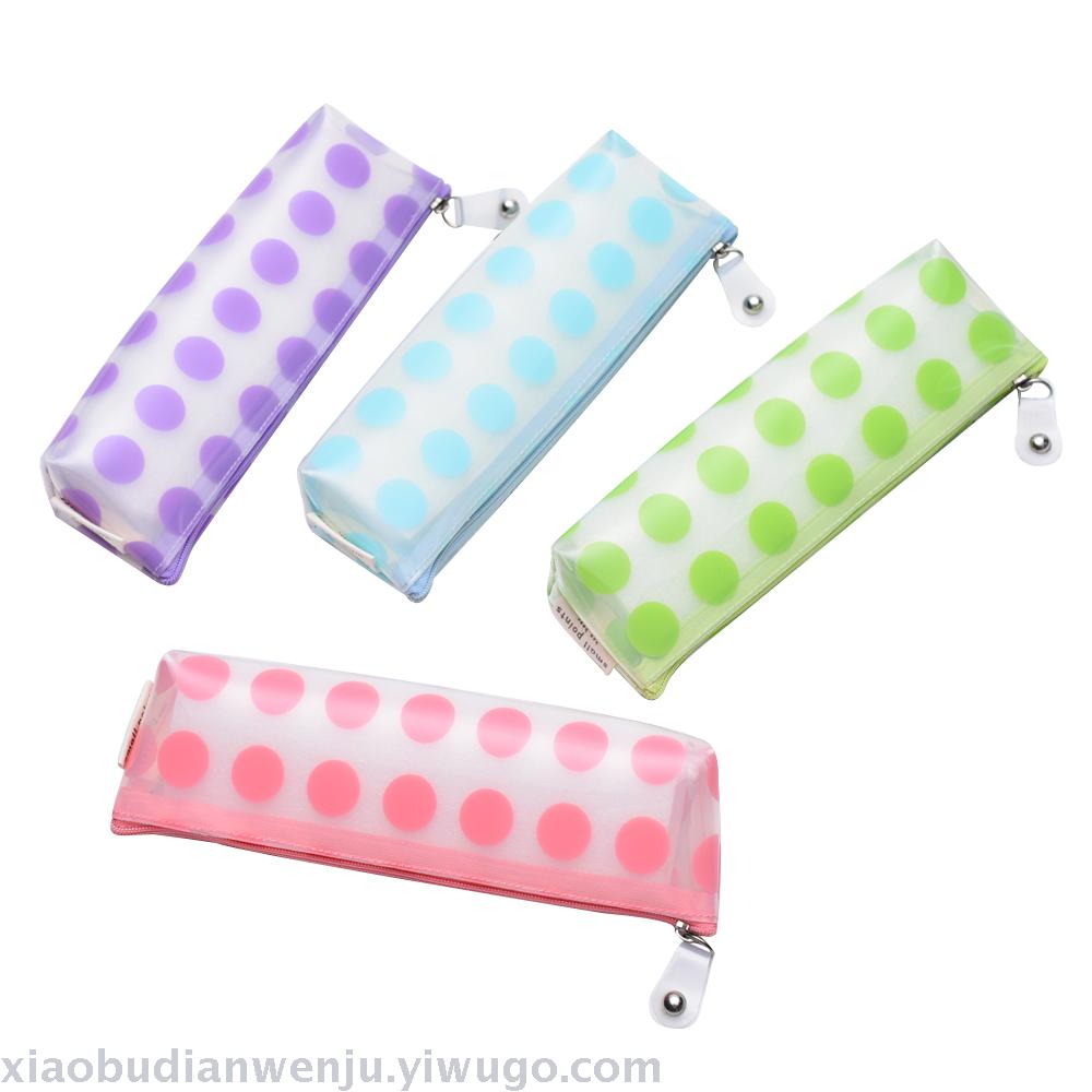 Creative and simple primary and secondary school students wave point girls PVC pen bag boys and girls cute little fresh Korean stationery wholesale