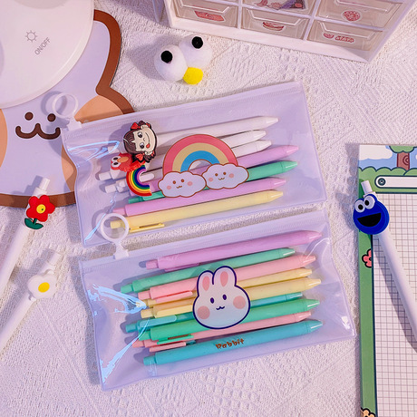Express and simple pen bag in Korean ins style waterproof storage bag learning stationery students heart of stationery bag