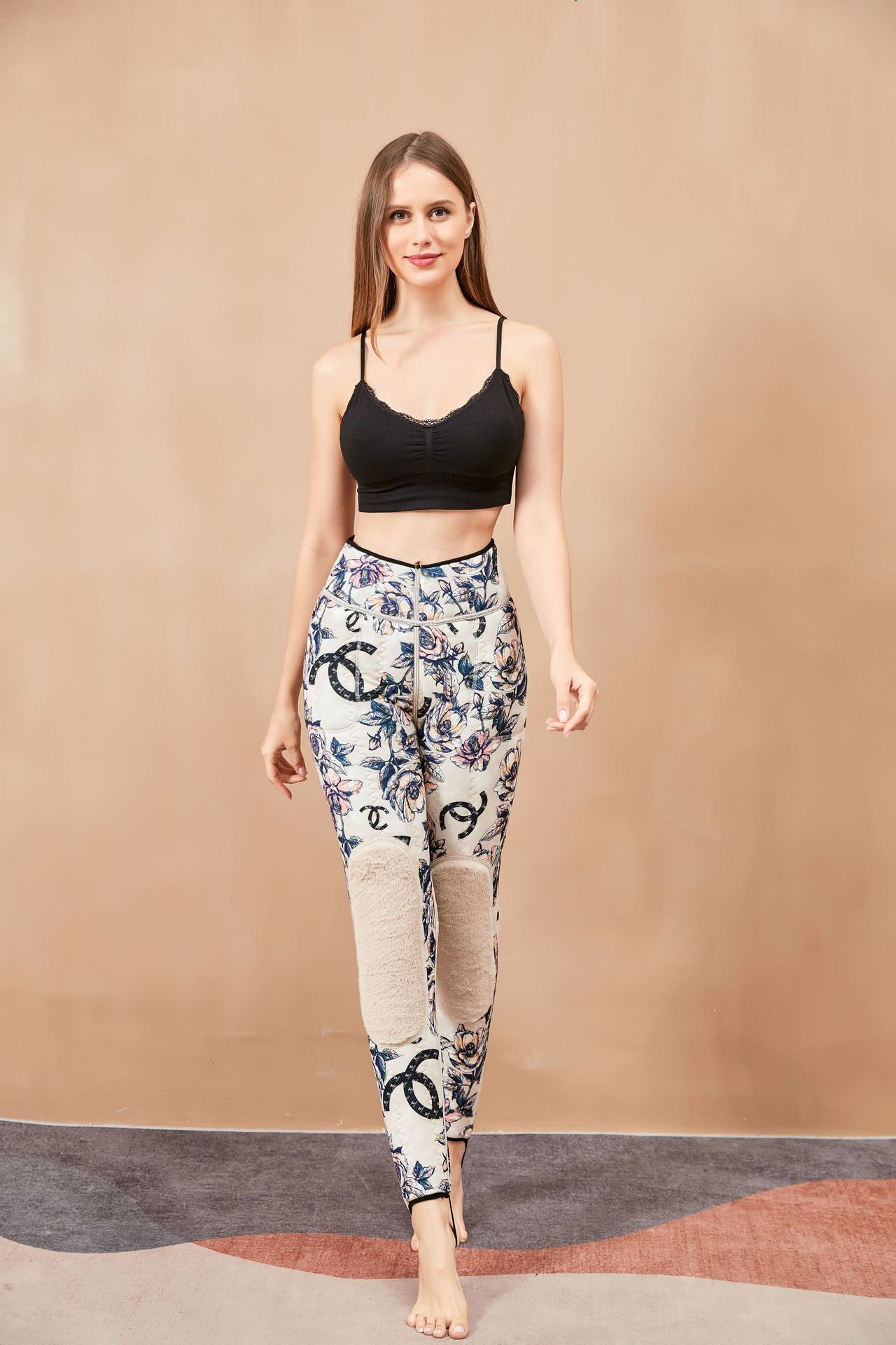 One-Piece Slim-Fit High Waist Kneecap Warm-Keeping Pants Pocket Graphene Silk Outer Wear Fleece-Lined Thick Leggings Women's Pants