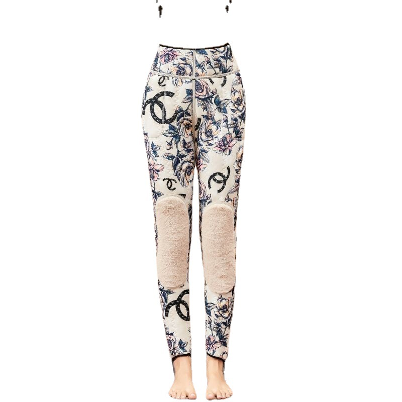 One-Piece Slim-Fit High Waist Kneecap Warm-Keeping Pants Pocket Graphene Silk Outer Wear Fleece-Lined Thick Leggings Women&#039;s Pants