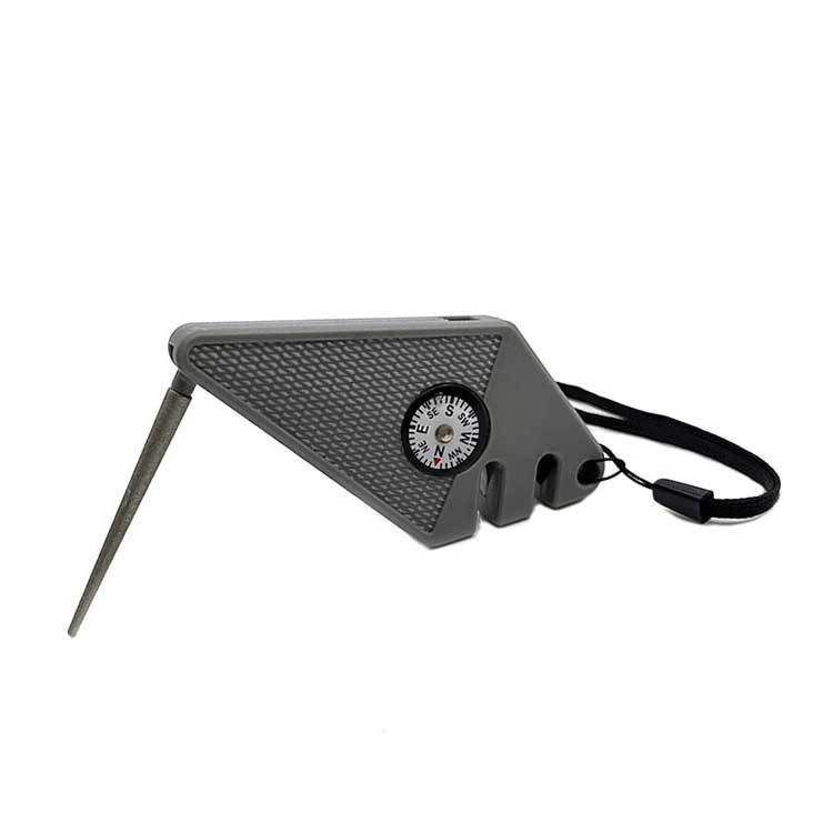 Compass Tungsten Steel Outdoor Sharpener Factory New Fishhook Polished Diamond Rod 6-in-1 Multifunctional Survival Whistle