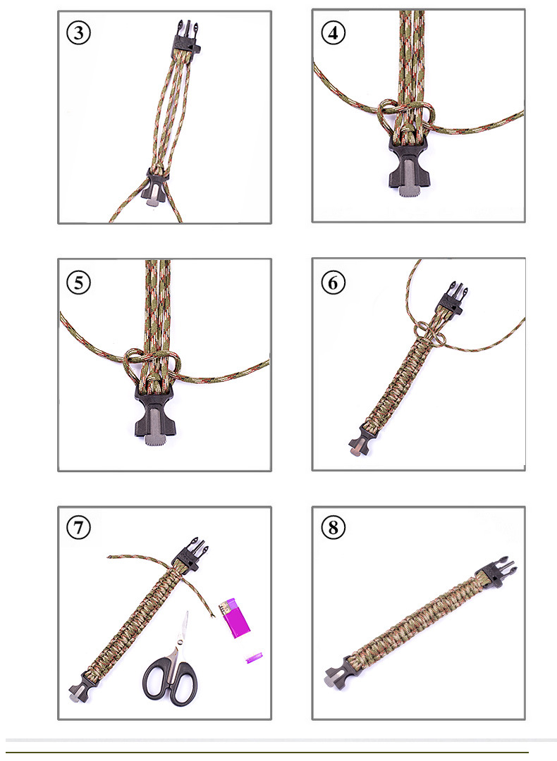 Wholesale Outdoor Equipment Escape Mountaineering Carrying Strap Seven-Core Parachute Cord with Whistle Survival Firestone Woven Bracelet