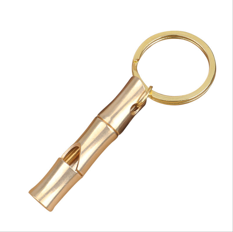 Bamboo Whistle Pendant Female Brass Whistle Car Key Ring Pendant Male Trendy Outdoor Survival Whistle Whistle Personality Gift