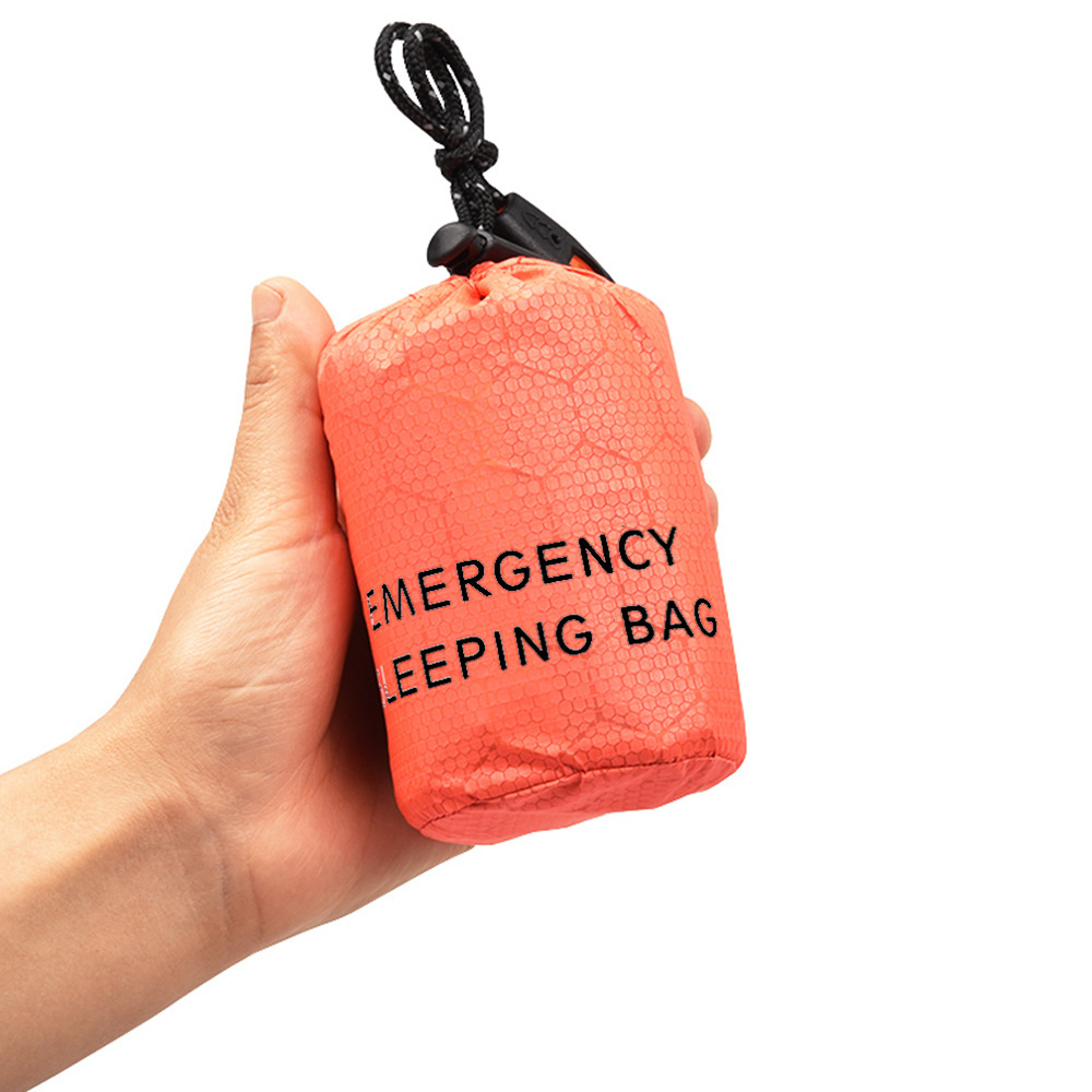 Wholesale Whistle Buggy Bag Can Carry Small round Outer Bag PE Aluminum Film Sleeping Bag Carrying Case Emergency Survival Blanket Drawstring Bag