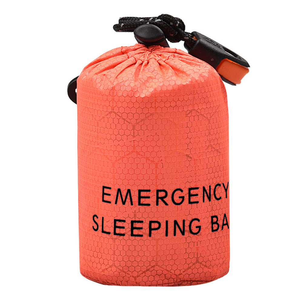 Wholesale Whistle Buggy Bag Can Carry Small round Outer Bag PE Aluminum Film Sleeping Bag Carrying Case Emergency Survival Blanket Drawstring Bag