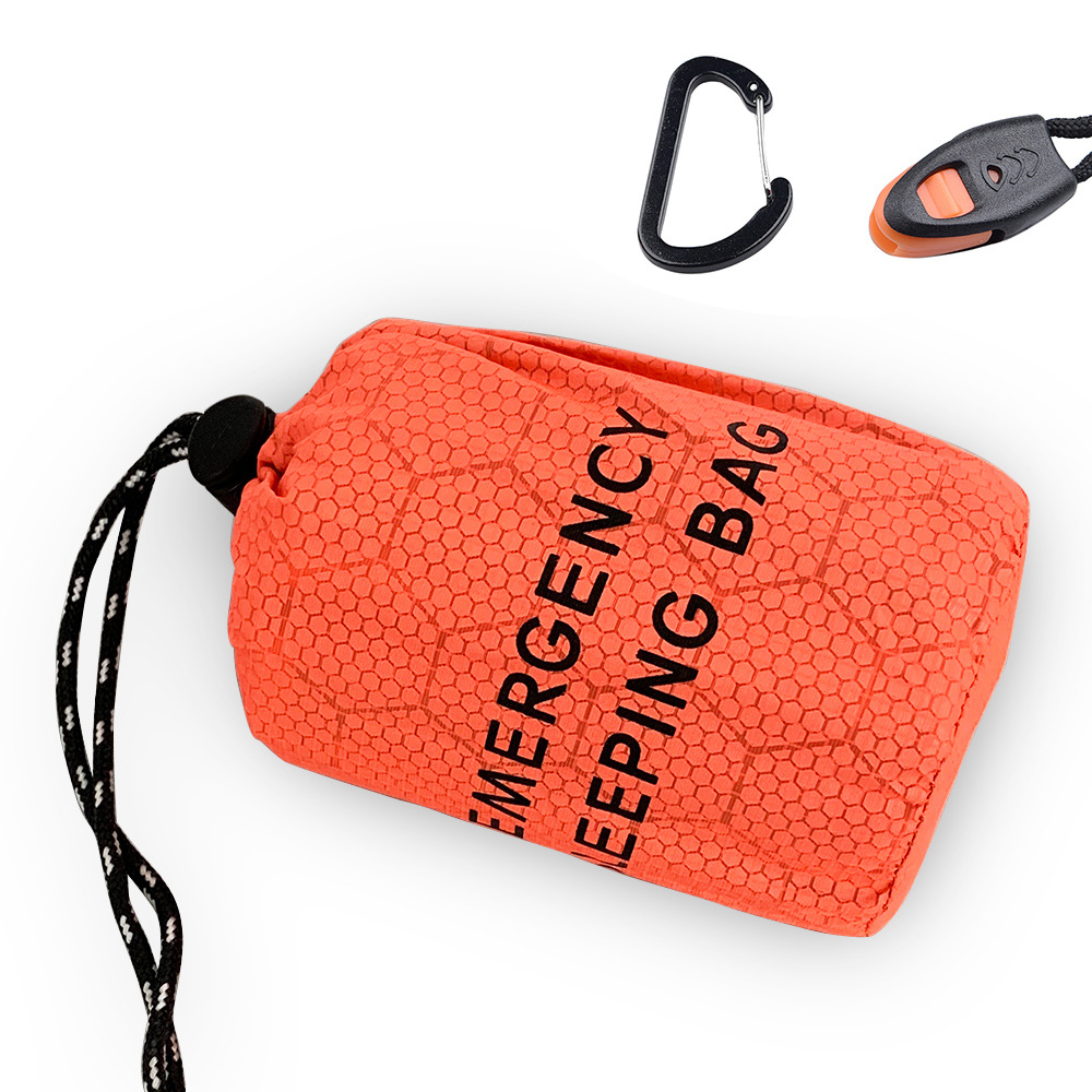 Wholesale Whistle Buggy Bag Can Carry Small round Outer Bag PE Aluminum Film Sleeping Bag Carrying Case Emergency Survival Blanket Drawstring Bag