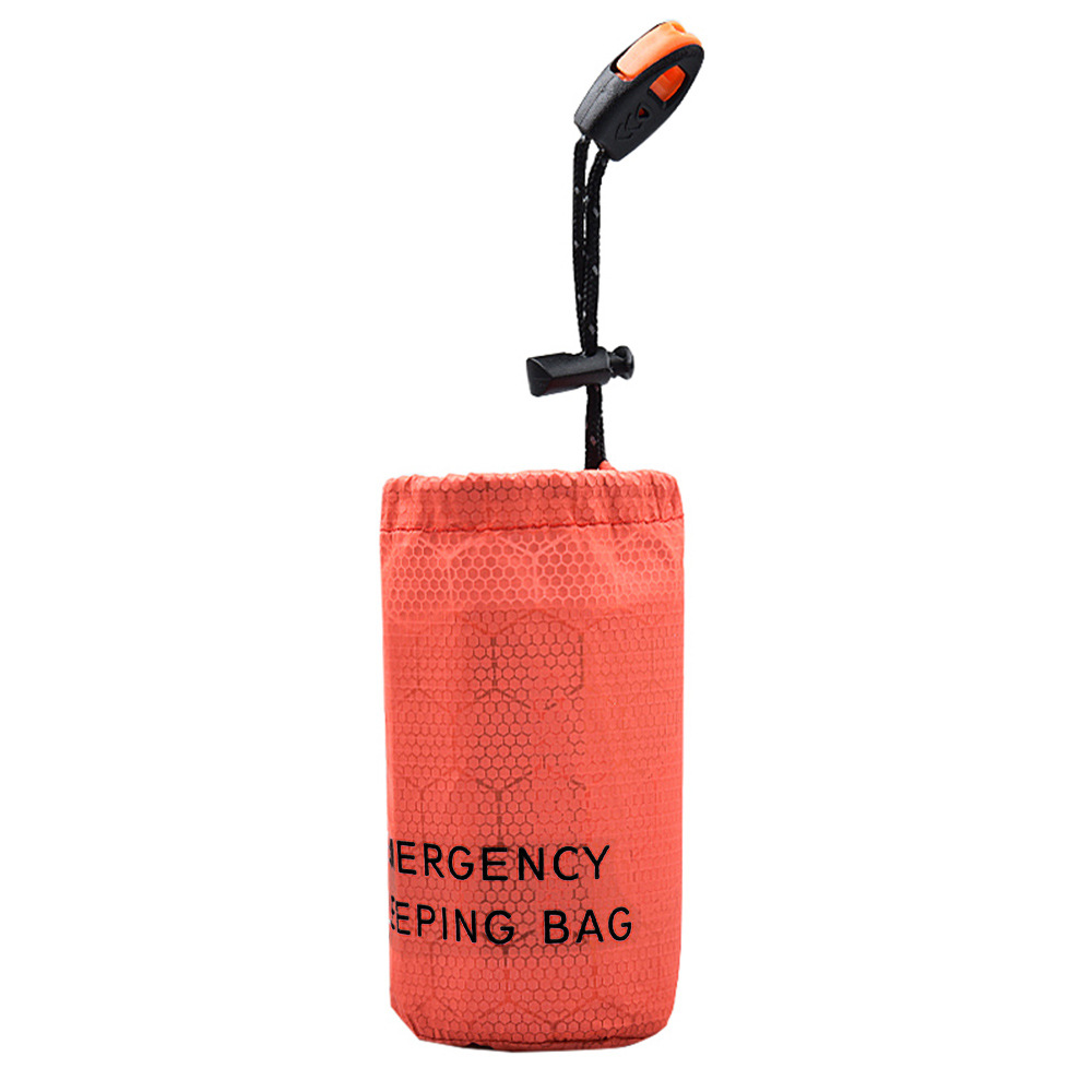 Wholesale Whistle Buggy Bag Can Carry Small round Outer Bag PE Aluminum Film Sleeping Bag Carrying Case Emergency Survival Blanket Drawstring Bag
