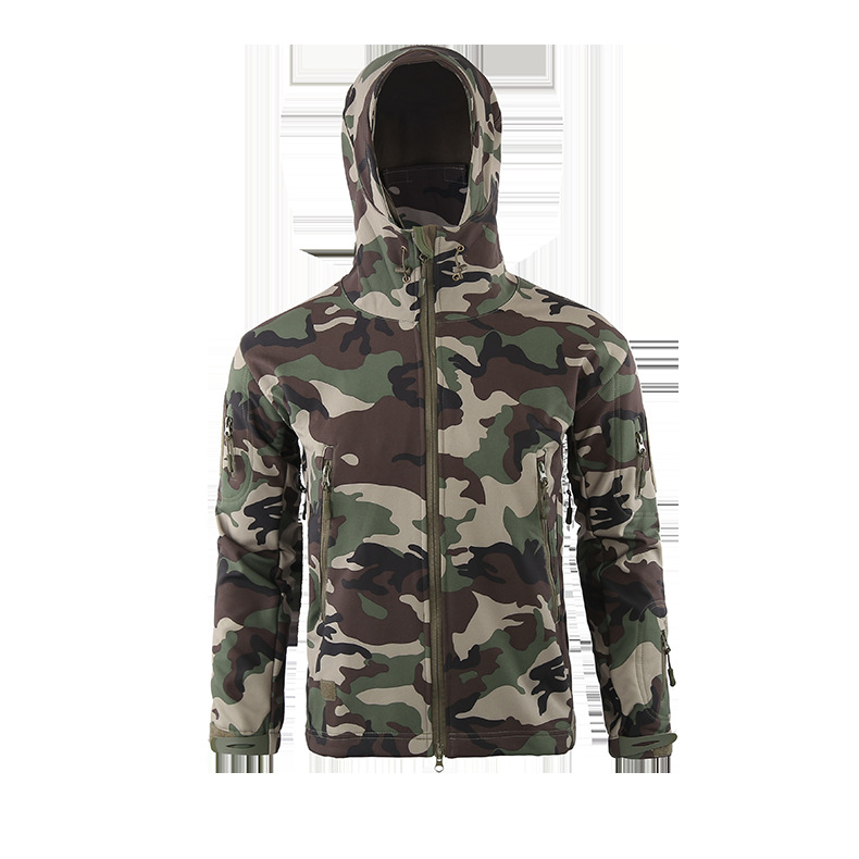 Shark Skin Soft Shell Outdoor Shell Jacket Men's Camouflage Sports Biking Mountain Climbing Ski Suit Men's Shell Jacket Shark Skin Soft Shell Outdoor Shell Jacket Men's Camouflage Sports Biking Mountain Climbing Ski Suit Men's Shell Jacket