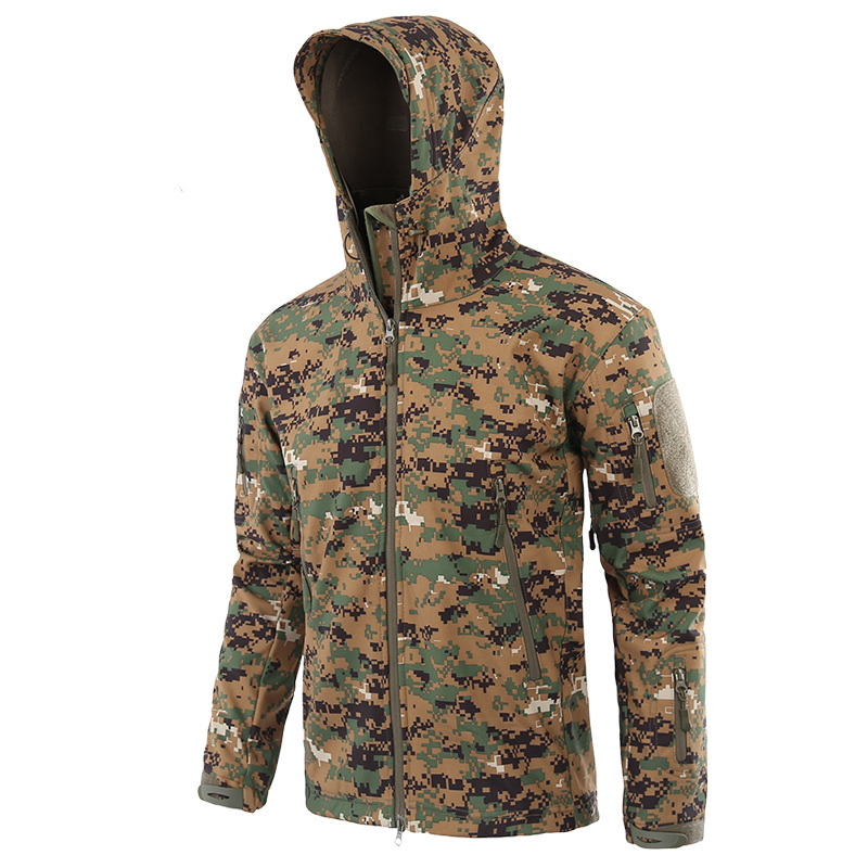 Shark Skin Soft Shell Outdoor Shell Jacket Men's Camouflage Sports Biking Mountain Climbing Ski Suit Men's Shell Jacket Shark Skin Soft Shell Outdoor Shell Jacket Men's Camouflage Sports Biking Mountain Climbing Ski Suit Men's Shell Jacket