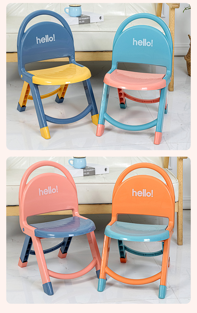 Thickened Children's Folding Chair Baby Portable Small Bench Household Baby's Stool Kindergarten Plastic Backrest Chair