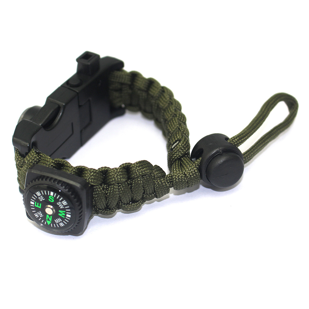 Outdoor Equipment Parachute Cord Woven Multifunctional Survival Bracelet Parachute Cord Survival Compass Bracelet in Stock Wholesale