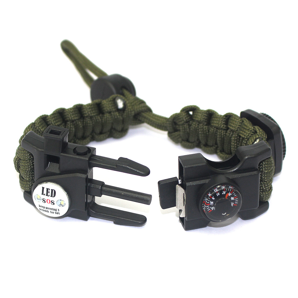 Outdoor Equipment Parachute Cord Woven Multifunctional Survival Bracelet Parachute Cord Survival Compass Bracelet in Stock Wholesale