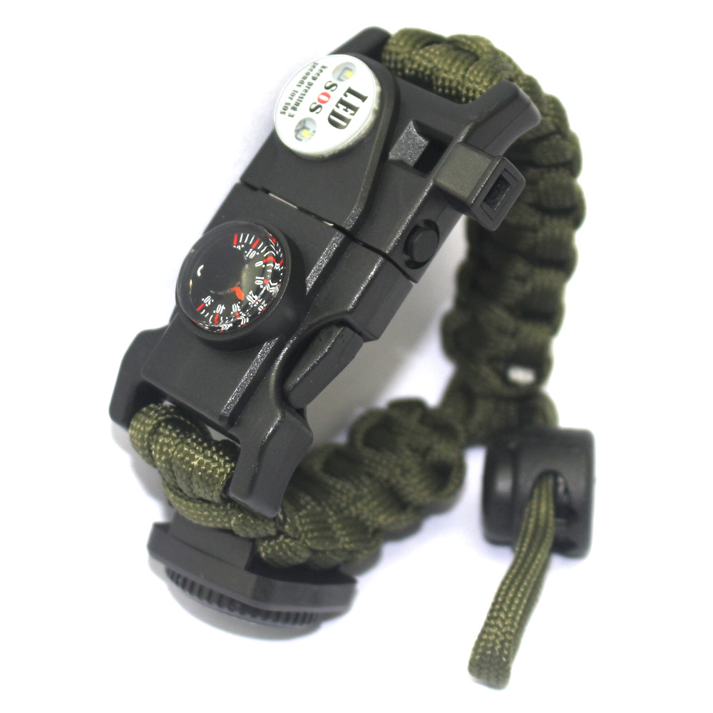 Outdoor Equipment Parachute Cord Woven Multifunctional Survival Bracelet Parachute Cord Survival Compass Bracelet in Stock Wholesale