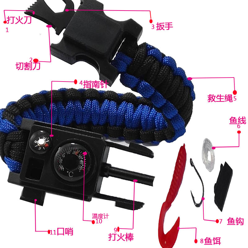 Popular Camping Life-Saving Equipment Paracord Bracelet Knife Umbrella Rope Survival Bracelet Outdoor Emergency Supplies Mountaineering Bracelet