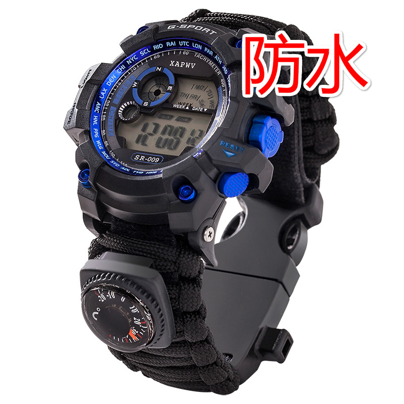 Parachute Cord Waterproof Watch Multifunctional Outdoor Survival Paracord Bracelet Adjustable Outdoor Camping Adventure Bracelet