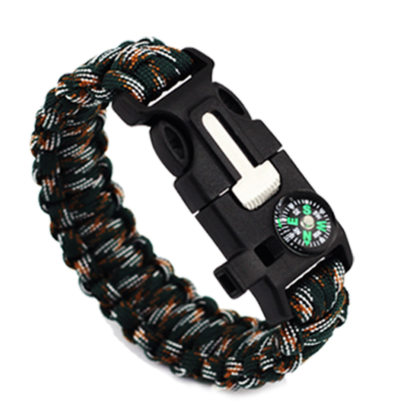Camping Survival Carrying Strap Parachute Cord Bracelet Outdoor Multifunctional Compass Firestone Handmade Braided Survival Bracelet