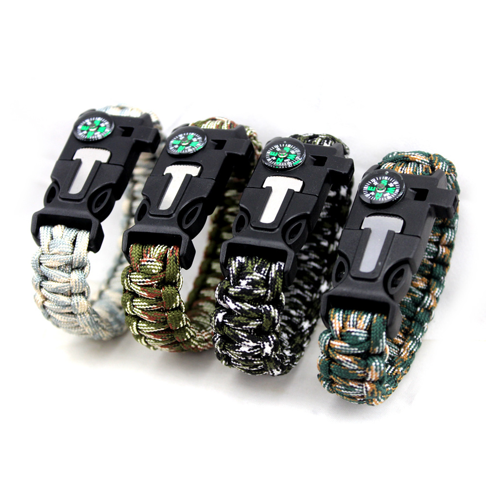 Camping Survival Carrying Strap Parachute Cord Bracelet Outdoor Multifunctional Compass Firestone Handmade Braided Survival Bracelet Camping Survival Carrying Strap Parachute Cord Bracelet Outdoor Multifunctional Compass Firestone Handmade Braided Survival Bracelet