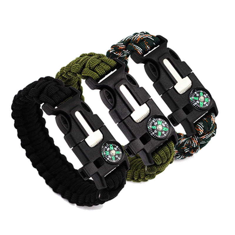 Camping Survival Carrying Strap Parachute Cord Bracelet Outdoor Multifunctional Compass Firestone Handmade Braided Survival Bracelet Camping Survival Carrying Strap Parachute Cord Bracelet Outdoor Multifunctional Compass Firestone Handmade Braided Survival Bracelet