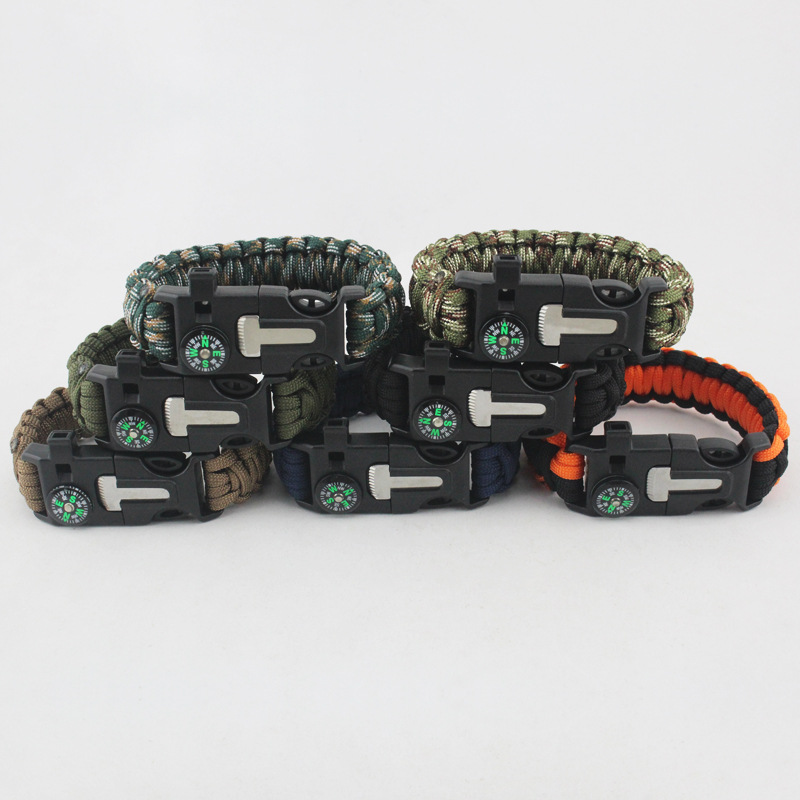 Camping Survival Carrying Strap Parachute Cord Bracelet Outdoor Multifunctional Compass Firestone Handmade Braided Survival Bracelet Camping Survival Carrying Strap Parachute Cord Bracelet Outdoor Multifunctional Compass Firestone Handmade Braided Survival Bracelet