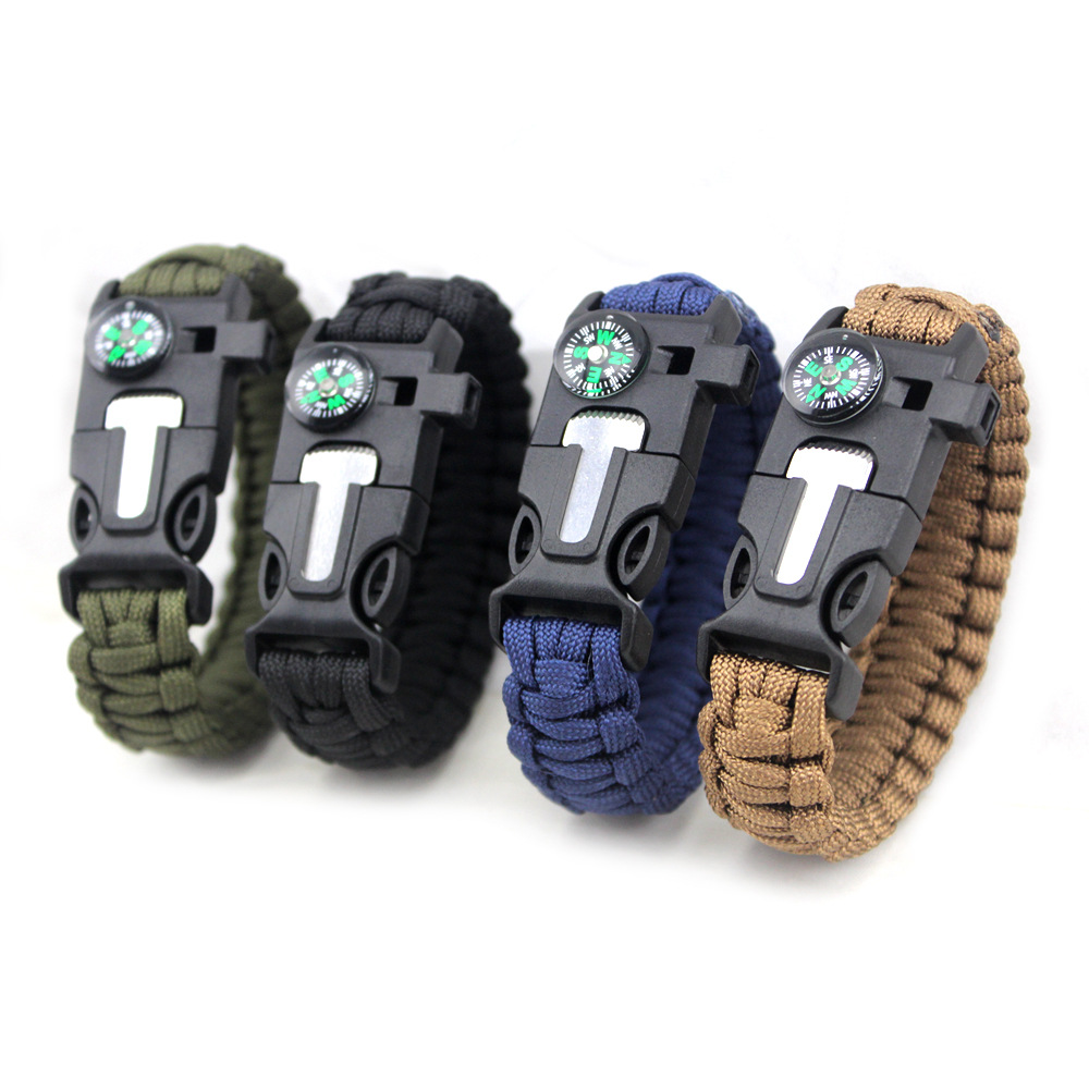 Camping Survival Carrying Strap Parachute Cord Bracelet Outdoor Multifunctional Compass Firestone Handmade Braided Survival Bracelet Camping Survival Carrying Strap Parachute Cord Bracelet Outdoor Multifunctional Compass Firestone Handmade Braided Survival Bracelet