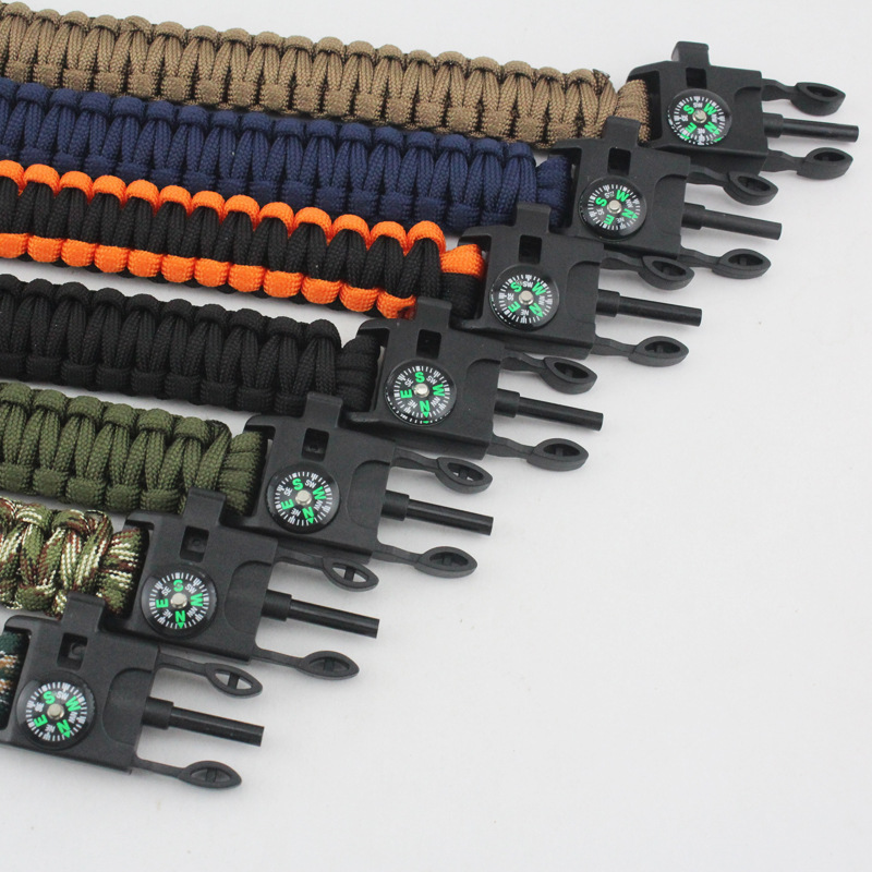 Camping Survival Carrying Strap Parachute Cord Bracelet Outdoor Multifunctional Compass Firestone Handmade Braided Survival Bracelet Camping Survival Carrying Strap Parachute Cord Bracelet Outdoor Multifunctional Compass Firestone Handmade Braided Survival Bracelet