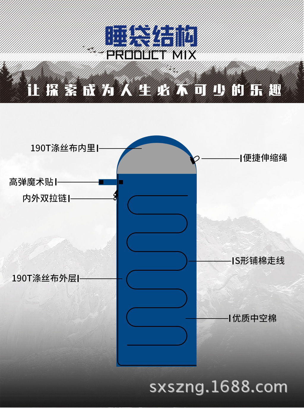 Shenzhou Niuge Factory Direct Sales Customized Wholesale Sleeping Bag Outdoor Camping Supplies Adult Sleeping Bag One Product Dropshipping