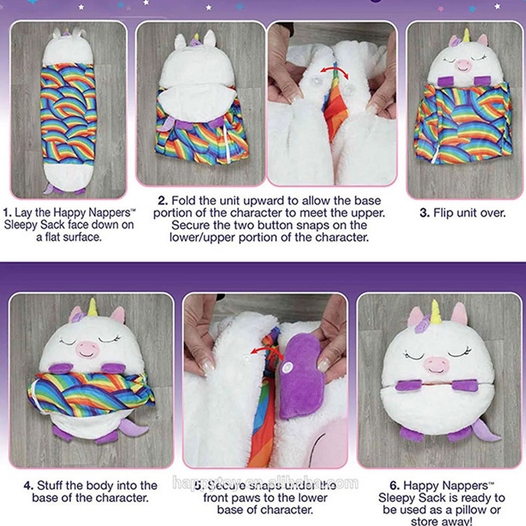 Factory Happy Nappers Cross-Border Amazon Hot Children Children&#039;s Sleeping Bag Cartoon Animal Children&#039;s Sleeping Bag Pillow